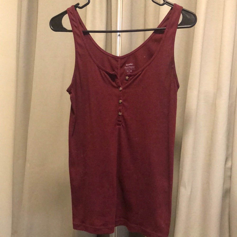 Old Navy Burgundy Button Tank